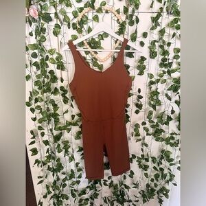 Brown Biker Workout Jumpsuit